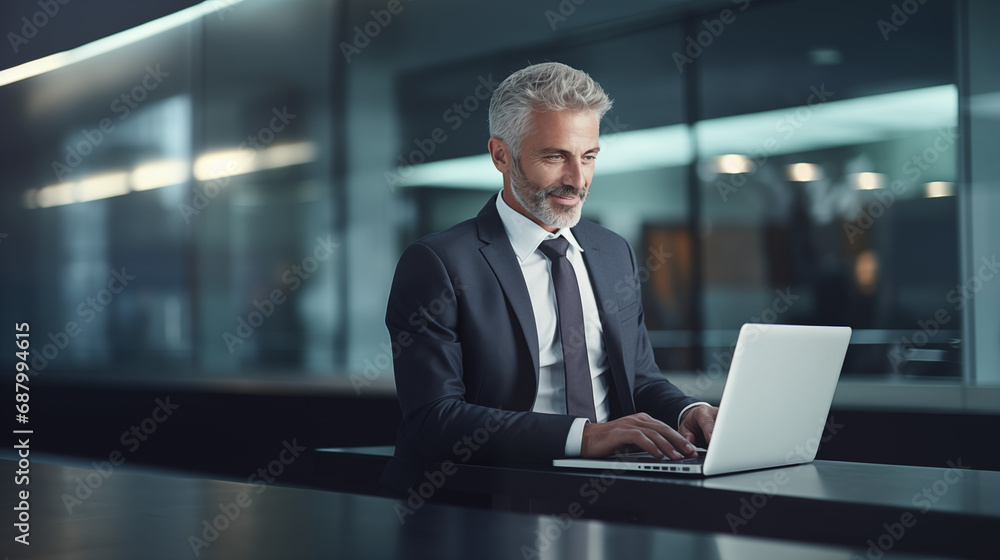 a man working on his laptop in a corporate office a man working on his laptop in a corporate office