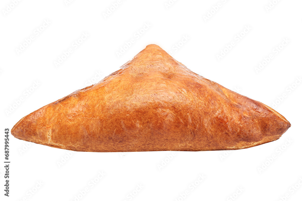 puff pastry, homemade pastries, triangular bun pie, bakery products on a white isolated background puff pastry, homemade pastries, triangular bun pie, bakery products on a white isolated background