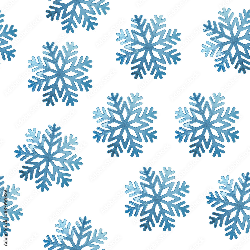 Glossy blue snowflake seamless pattern on white background 3d render. Christmas, New year and winter shiny frozen snow background. Print for web, decoration, greeting card. Glossy blue snowflake seamless pattern on white background 3d render. Christmas, New year and winter shiny frozen snow background. Print for web, decoration, greeting card.