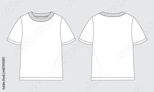 T shirt tops technical drawing fashion flat sketch vector illustration template for boys  photo