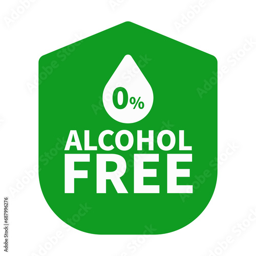 Alcohol Free Sign In Green Unique Shape For Label Product Warranty Guarantee Information Business Marketing
