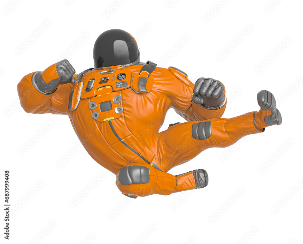 astronaut cartoon is kicking in karate or mma style