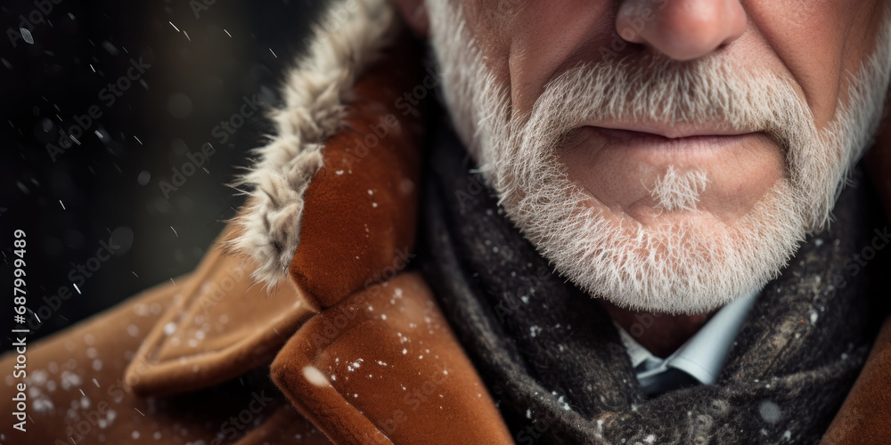 Obraz premium Elderly gentleman with beard, exquisite fur coat.