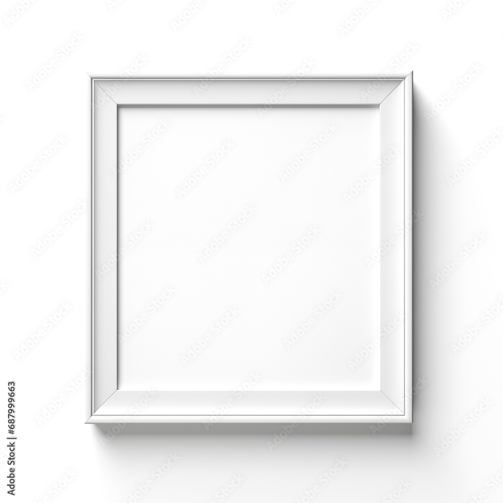 Minimal empty square white frame mockup template isolated on white background. Minimal empty square white frame mockup template isolated on white background.