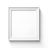 Minimal empty square white frame mockup template isolated on white background.