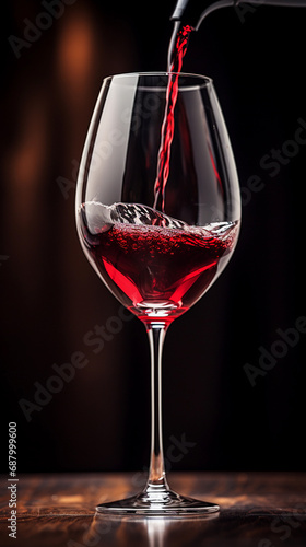 Elegant Red Wine Glass with Bokeh Background