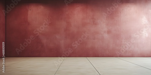 Simple room, maroon Wall, concrete Floor