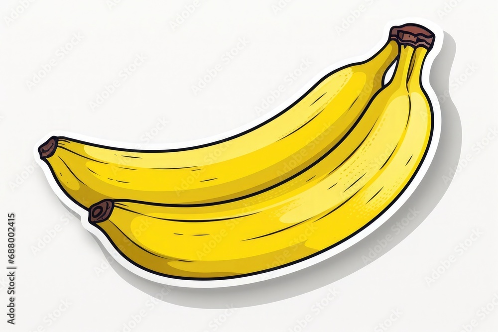 Banana, manga style vector illustration, sticker