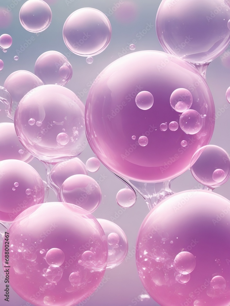 Beautiful soap bubbles on a soft background.
