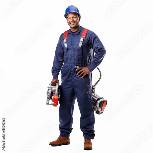 Handsome plumber with pipe ...
