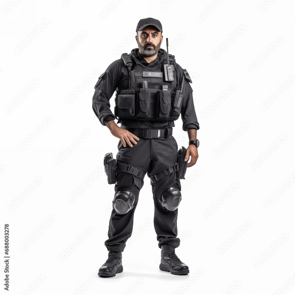 Fototapeta premium Special forces soldier. Shot in studio. Isolated on white