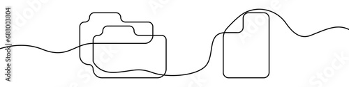 One continuous line vector drawing of a folder. Outline documents background icon. Saving securities vector icon. Vector illustration.