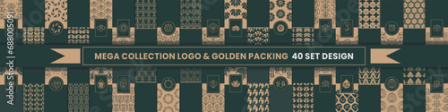 Collection of design elements,labels,icon,frames, for logo,packaging,design of luxury products.for perfume,soap,wine, lotion.Made with Isolated on dark and gold background.vector illustration