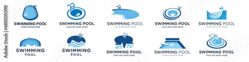 creative of swimming poll logo set. design of pool logo design inspirations. © ulhaq_std