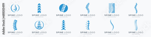Set of abstract chiropractic logo. massage, back pain, spine symbol osteopathy. icon set logotype. photo