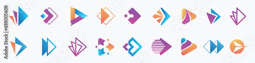 icon set vector of play button. media play icon set.