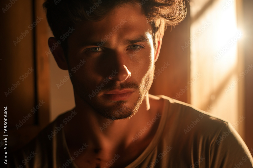 Man Portrait with Sunlight behind Man Portrait with Sunlight behind
