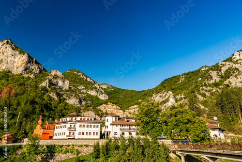Monastery with church in Serbia, travel photography