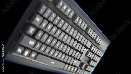 Immersive 3D Keyboard with RGB Backlighting and Depth-Sensing Lens in Sleek Black Design"
