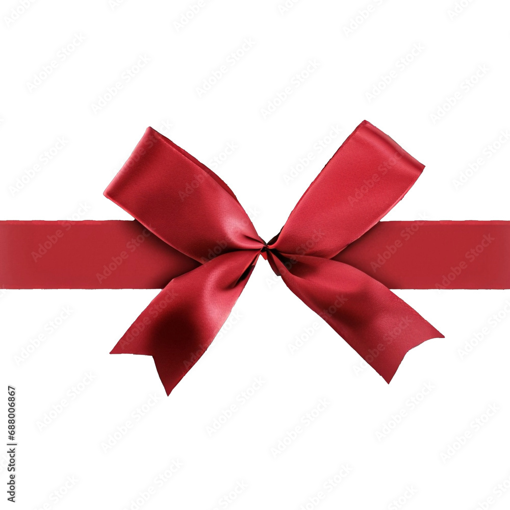Red ribbon with bow isolated on white and transparent background, png Red ribbon with bow isolated on white and transparent background, png