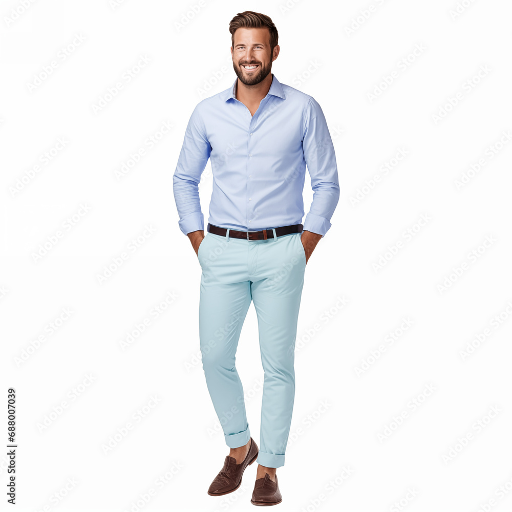 Young Businessman in business casual. Man, happy smiling. Full length portrait isolated on white. Young Businessman in business casual. Man, happy smiling. Full length portrait isolated on white.