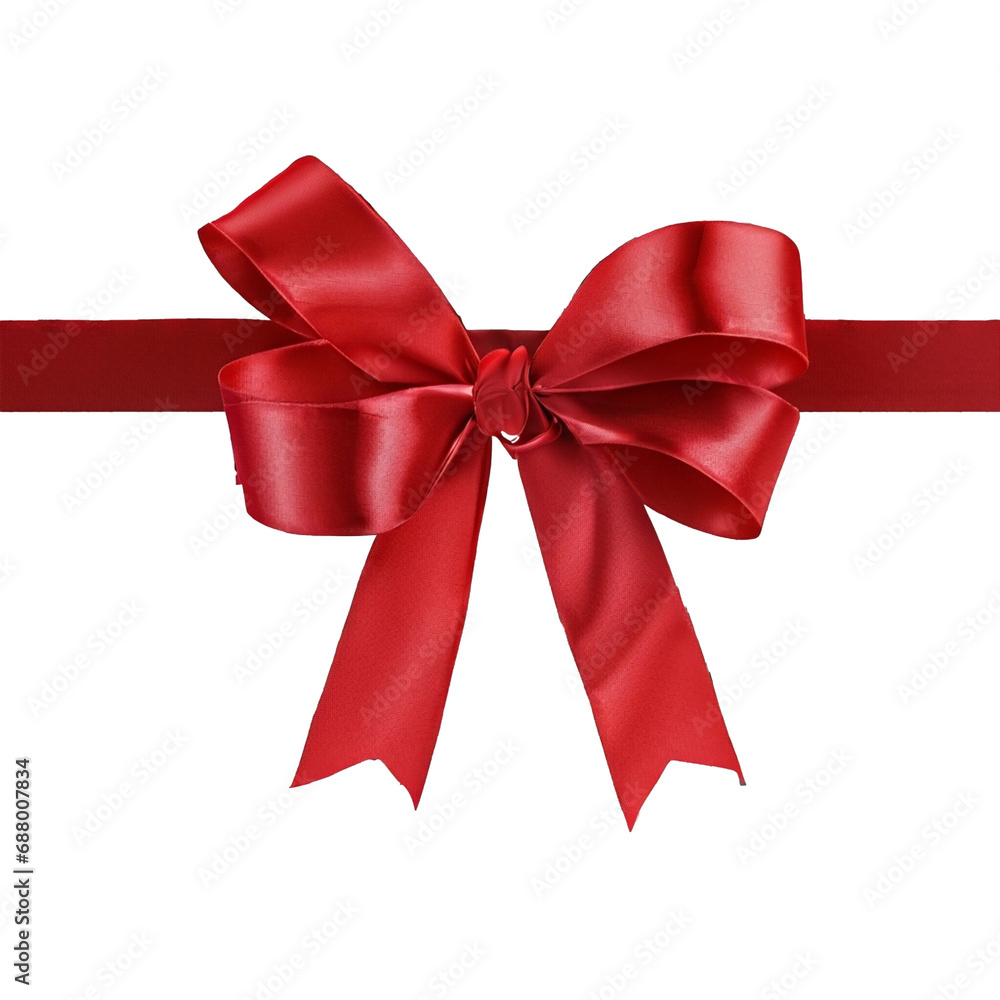 Red ribbon with bow isolated on white and transparent background, png Red ribbon with bow isolated on white and transparent background, png