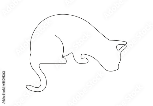 Cute cat continuous one line drawing. Animal icon. Isolated on white background vector illustration. Pro vector. 