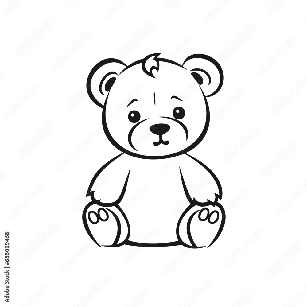Fototapeta premium Beautiful teddy bear outline design