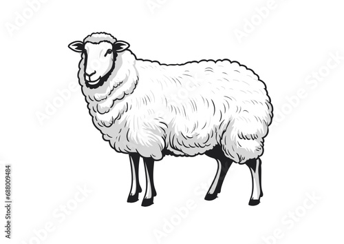 Sheep on isolated background look at camera
