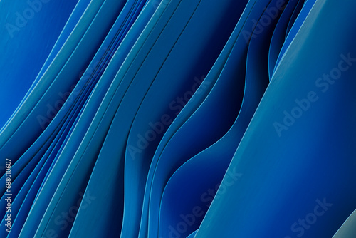 Layers of wavy blue cloth in 3D photo