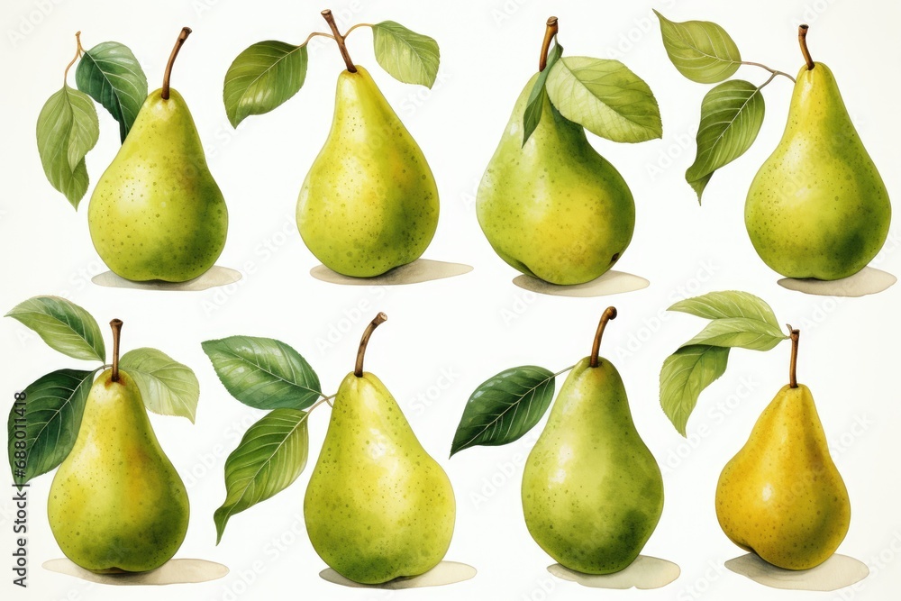 Watercolor pear fruit isolated on white. AI Generated Watercolor pear fruit isolated on white. AI Generated