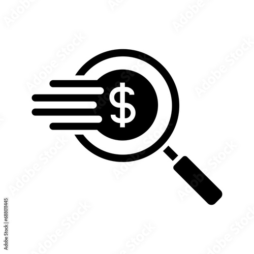 magnifying glass with fast money icon vector