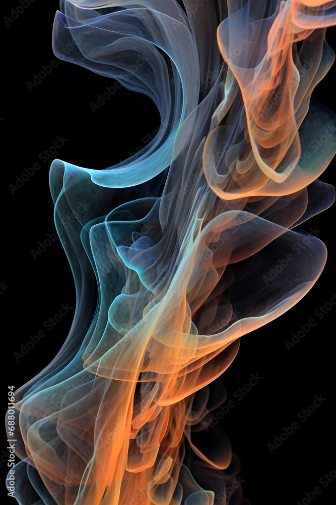 orange and blue delicate smoke waves on black background HD Wallpaper orange and blue delicate smoke waves on black background HD Wallpaper