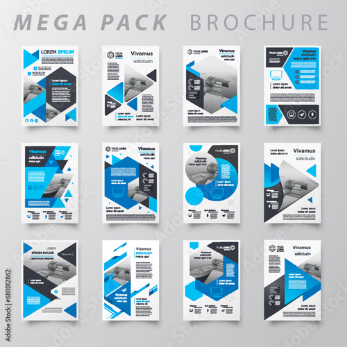 Mega pack Brochure design template flyer set, abstract business brochure size A4 template, creative cover, trend brochure set