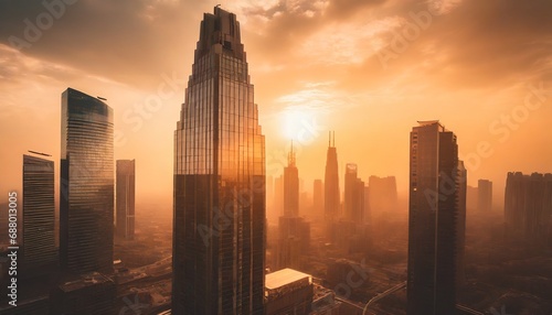 citiy with sunset, dramatic light