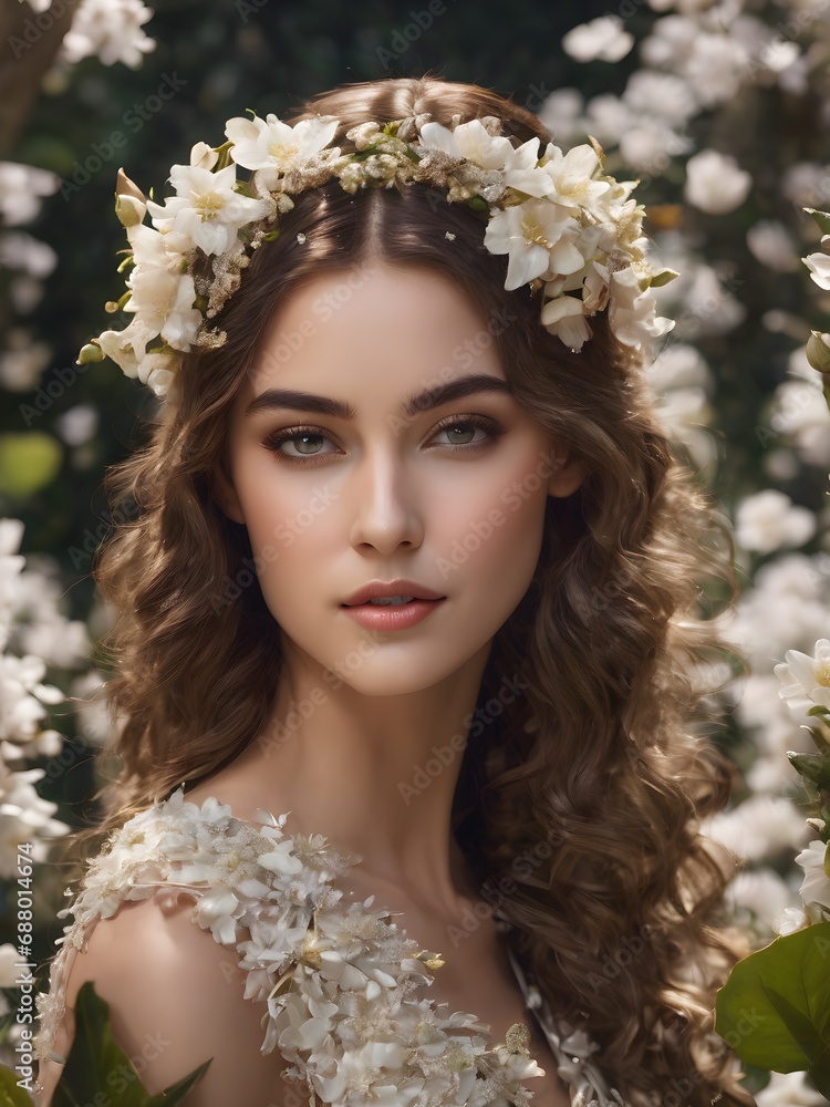 portrait of a woman, portrait of beautiful fantasy women in the middle of jungle ,flower in background , fantasy photography portrait of a woman, portrait of beautiful fantasy women in the middle of jungle ,flower in background , fantasy photography