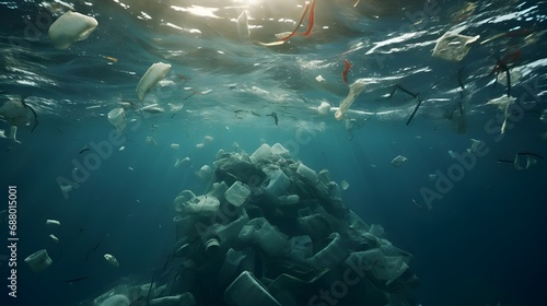 Plastic waste in the ocean 