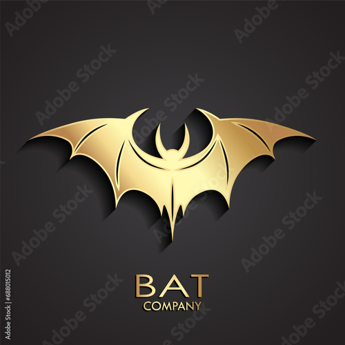 3d gold bat shape logo design