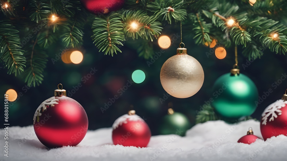Obraz premium blur and defocused of celebration of decoration lighting on pine tree for merry christmas and happy new year.