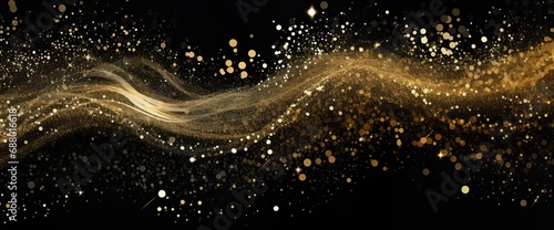 abstract black and gold bokeh background/wallpaper with gold flecks, swirls and dust on it
