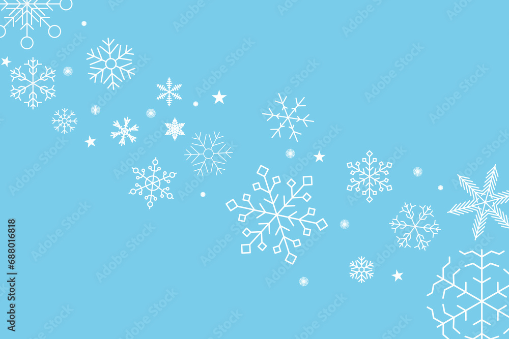 Decorative winter background with snowflakes, snow, stars. Vector illustration Decorative winter background with snowflakes, snow, stars. Vector illustration