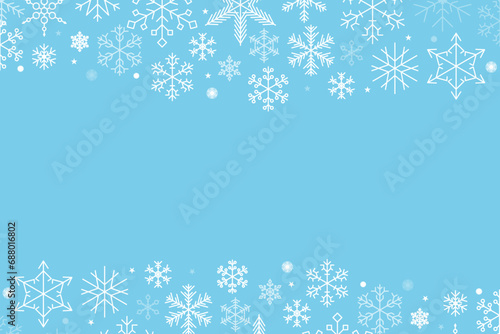 Decorative winter background with snowflakes  snow  stars. Vector illustration