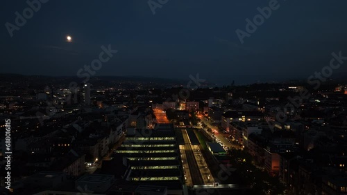 Wallpaper Mural night illumination zurich cityscape traffic street station aerial panorama 4k switzerland  Torontodigital.ca