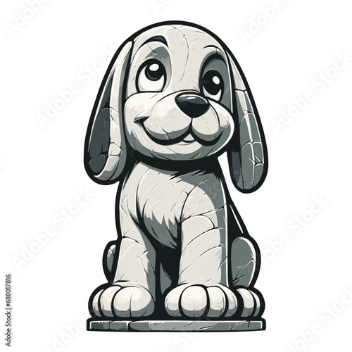 Beagle Dog Stone Statue Vector Illustration