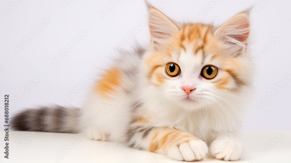 young long haired kitten with orange eyes, laying down young long haired kitten with orange eyes, laying down