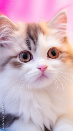innocent little kitten on soft pink backdrop