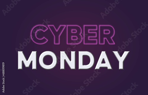 Cyber Monday neon sale banner, background. Vector