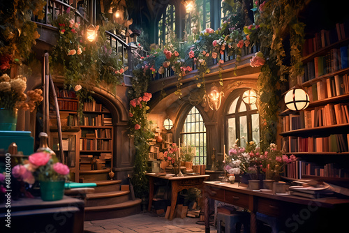 Cute vintage bookstore interior © Elena