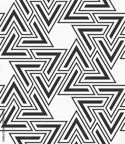 Vector seamless pattern. Geometric pattern. Mosaics motif. Polygonal trellis on the base of triangular grid. Abstract seamless black and white vector background.