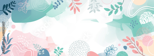 Design banner frame background .Colorful poster background vector illustration.Exotic plants, branches,art print for beauty, fashion and natural products,wellness, wedding and event.